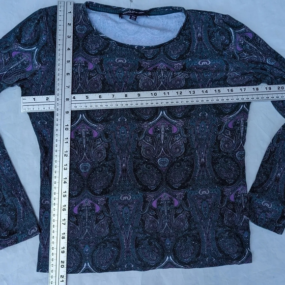 Vintage 99s/00s Y2K Jones New York Long Sleeve Paisley Design -  Woman's Small - Picture 2 of 5